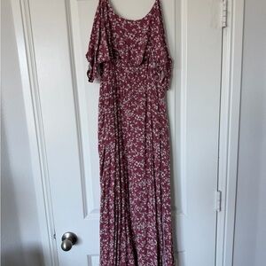 BloomChic Mauve Floral Off-Shoulder Maxi Dress